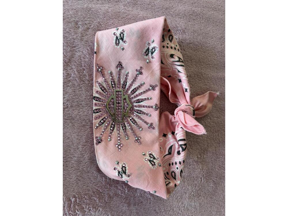 Pink Bandana Headband with Rhinestone Embellishments